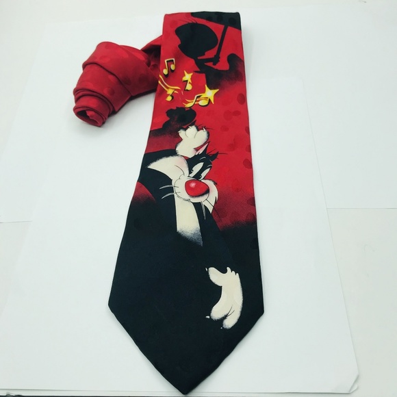 Looney Tunes Sylvester Tweety Mens Silk Tie 4×60″ - Picture 2 of 8